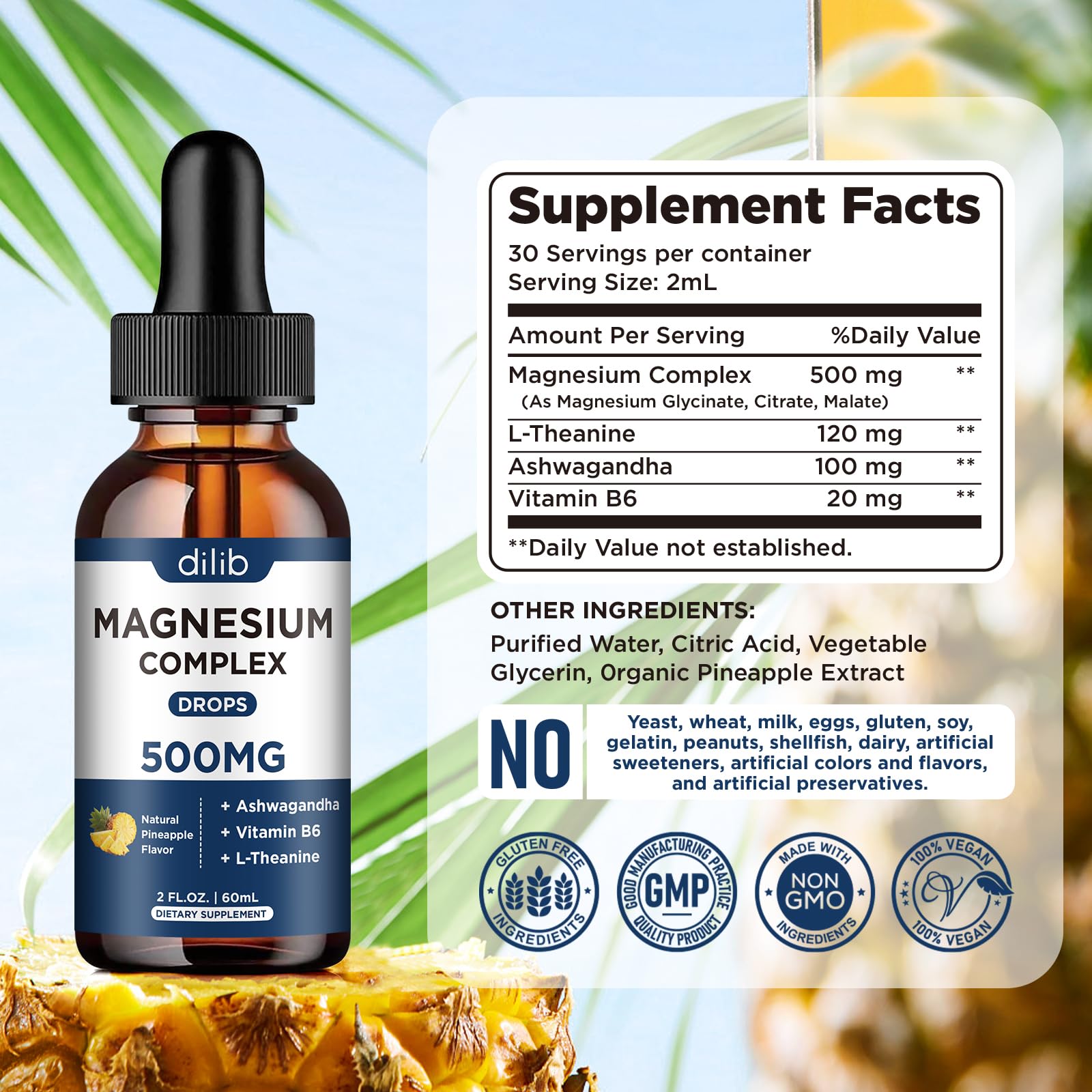 Dilib daily-use routine with magnesium drops for morning and evening balance.