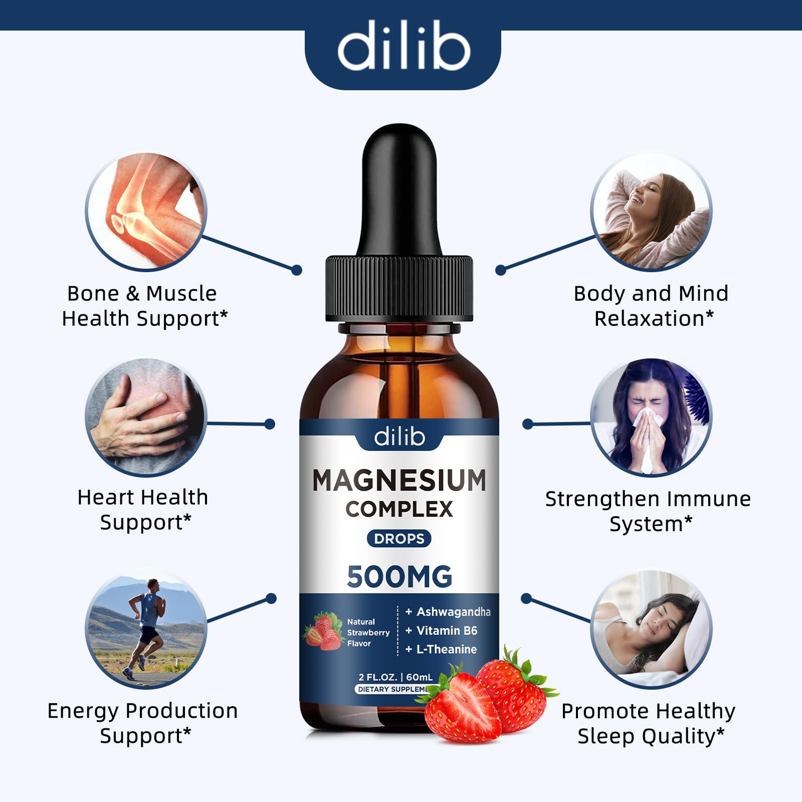 Dilib mg drops blend with ashwagandha and L-theanine for calm support.