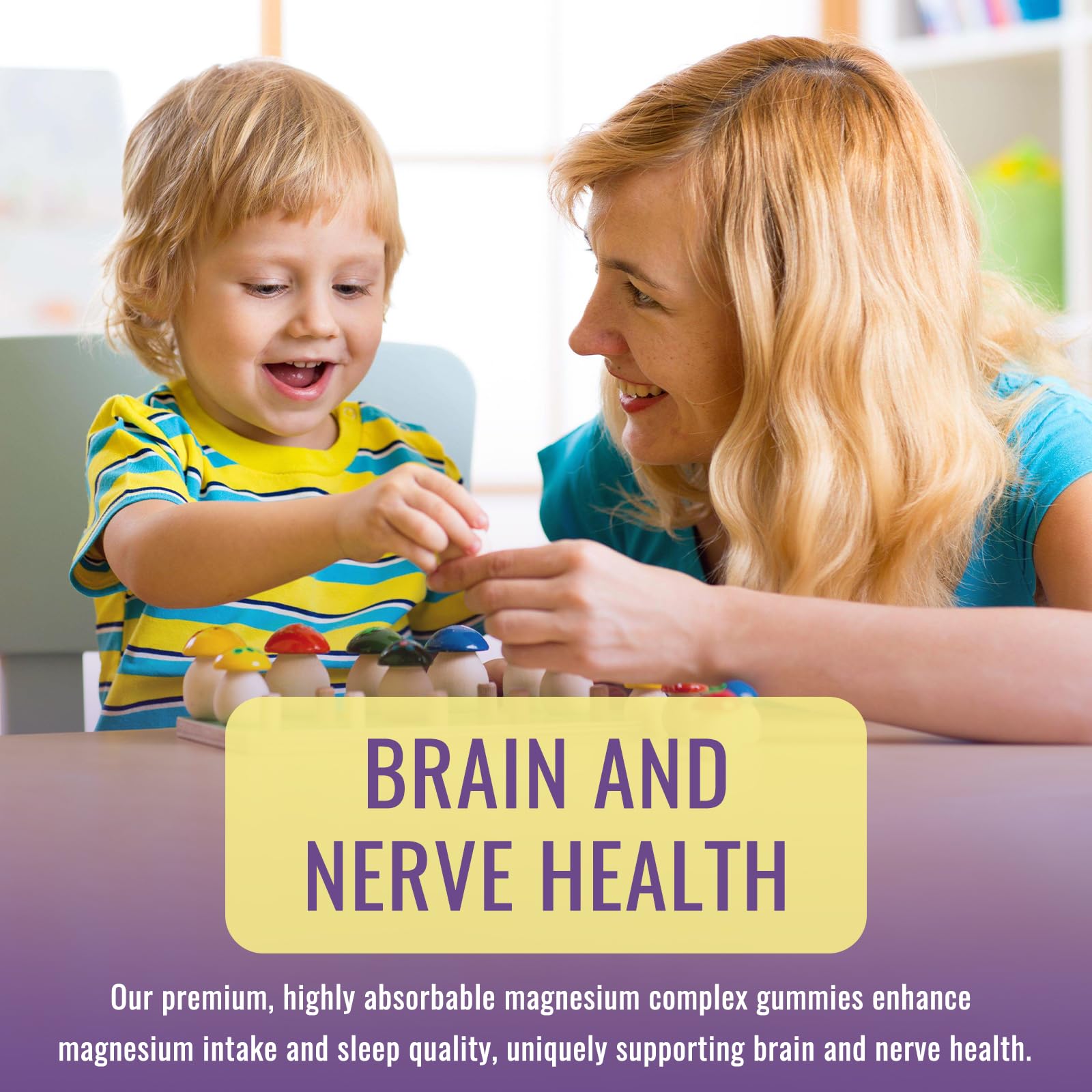 Dilib magnesium complex gummies ingredients closeup highlights glycinate, taurate, citrate, and malate forms.