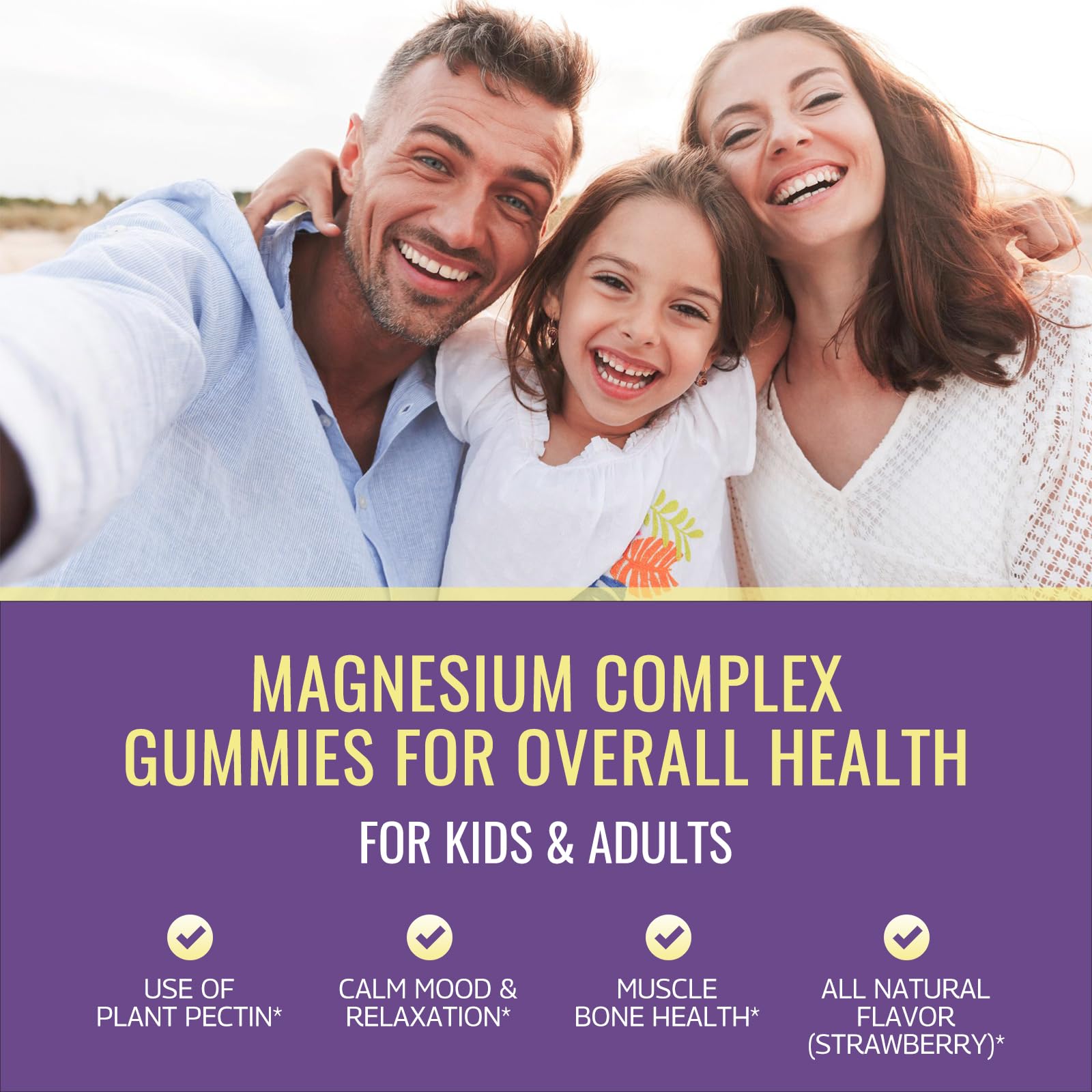 Dilib magnesium complex gummies kids strawberry flavor showcases kid-friendly snack for mood and sleep support.