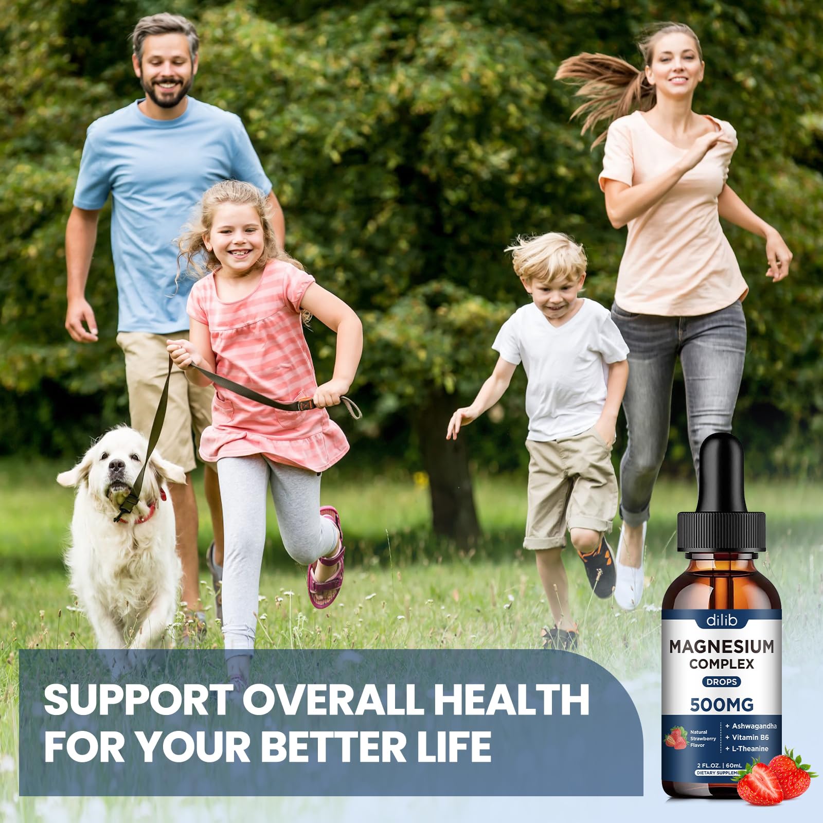 Dilib magnesium drops bottle shows convenient 4 oz size.