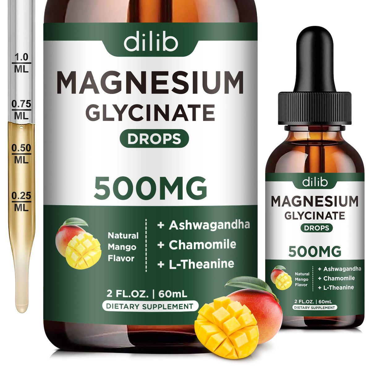Dilib magnesium glycinate drops bottle ready for daily use.