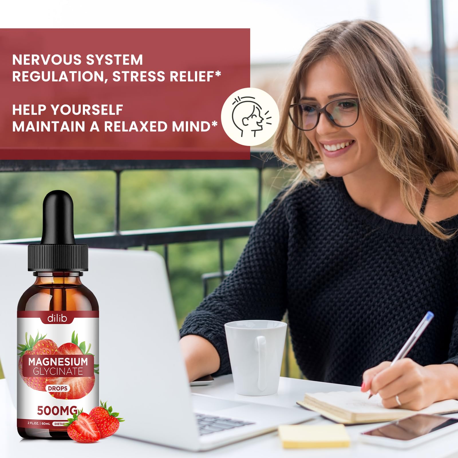 Dilib magnesium glycinate drops label close-up shows 500 mg per serving