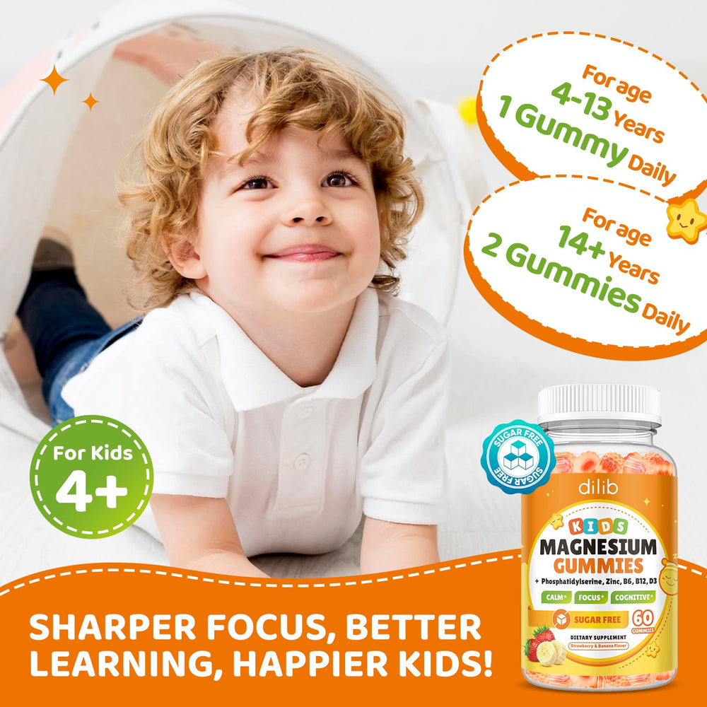 Dilib Magnesium Glycinate Gummies for Kids plate with gummies conveys easy snack.