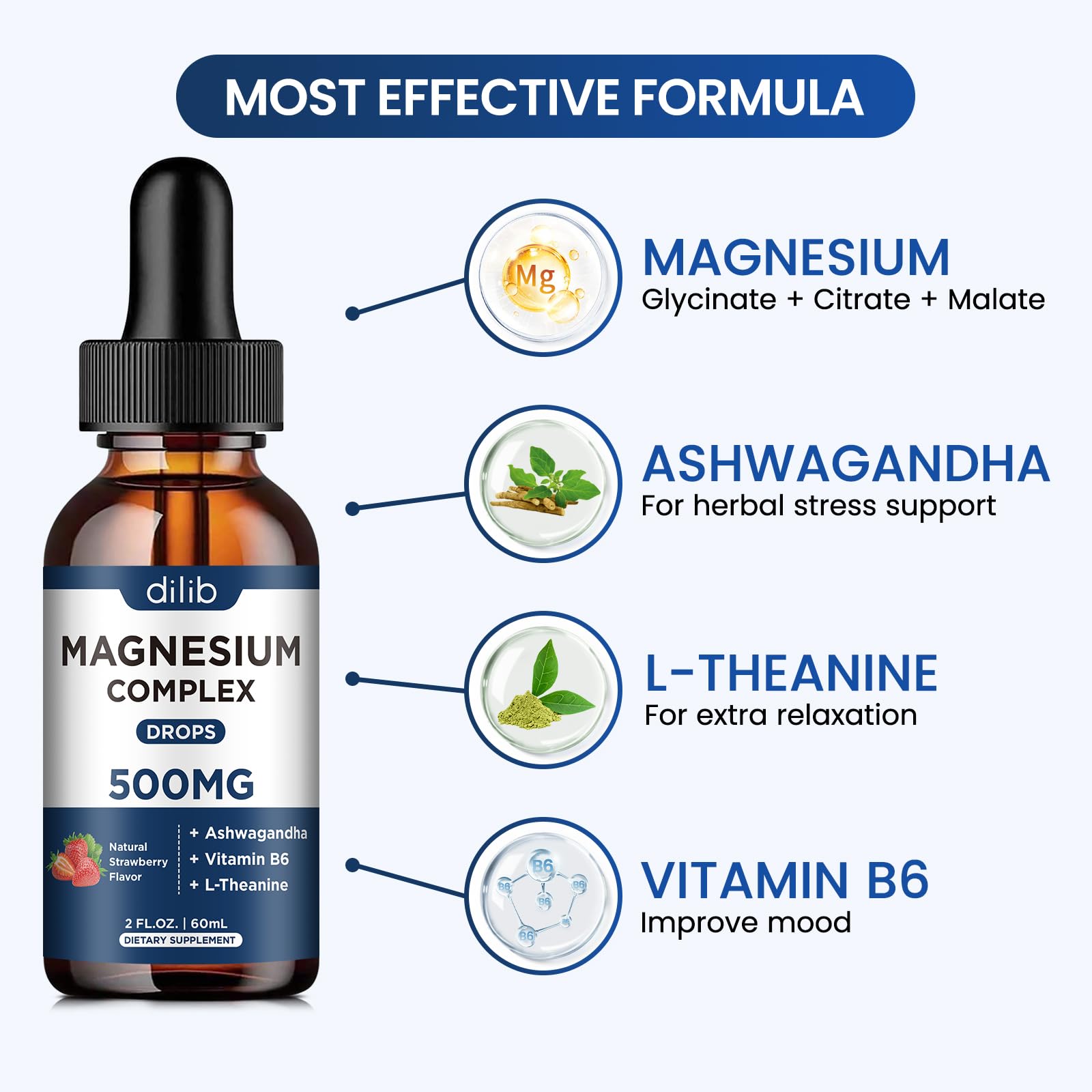 Dilib triple magnesium complex liquid drops for versatile absorption.