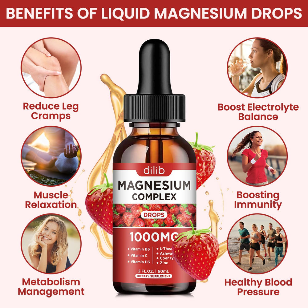 dilib triple magnesium ingredient list illustrating magnesium glycinate ashwagandha CoQ10 and vitamins for daily wellness