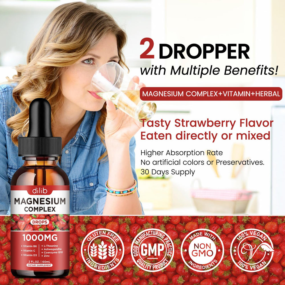 dilib triple magnesium strawberry flavor glass suggesting tasty supplement option