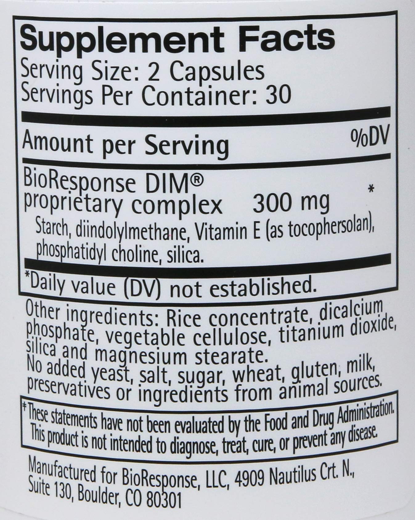 BioResponse DIM capsules in a bottle, 150 mg each, ideal for plant-based daily use.
