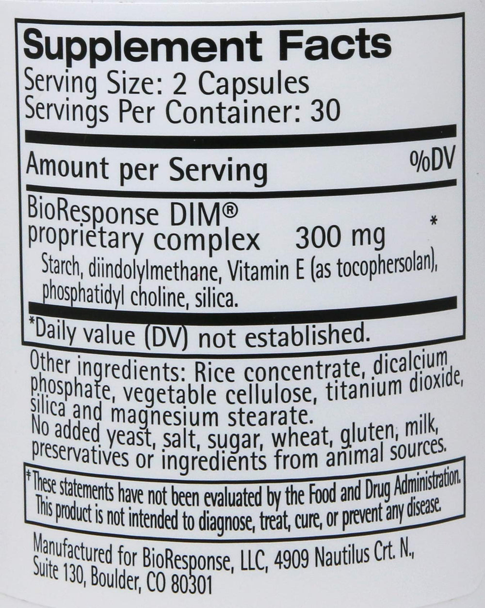 BioResponse DIM capsules in a bottle, 150 mg each, ideal for plant-based daily use.