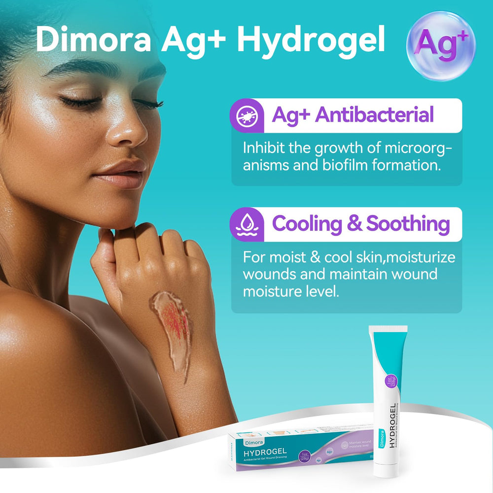 Dimora silver hydrogel wound dressing applied to minor wound for soothing care