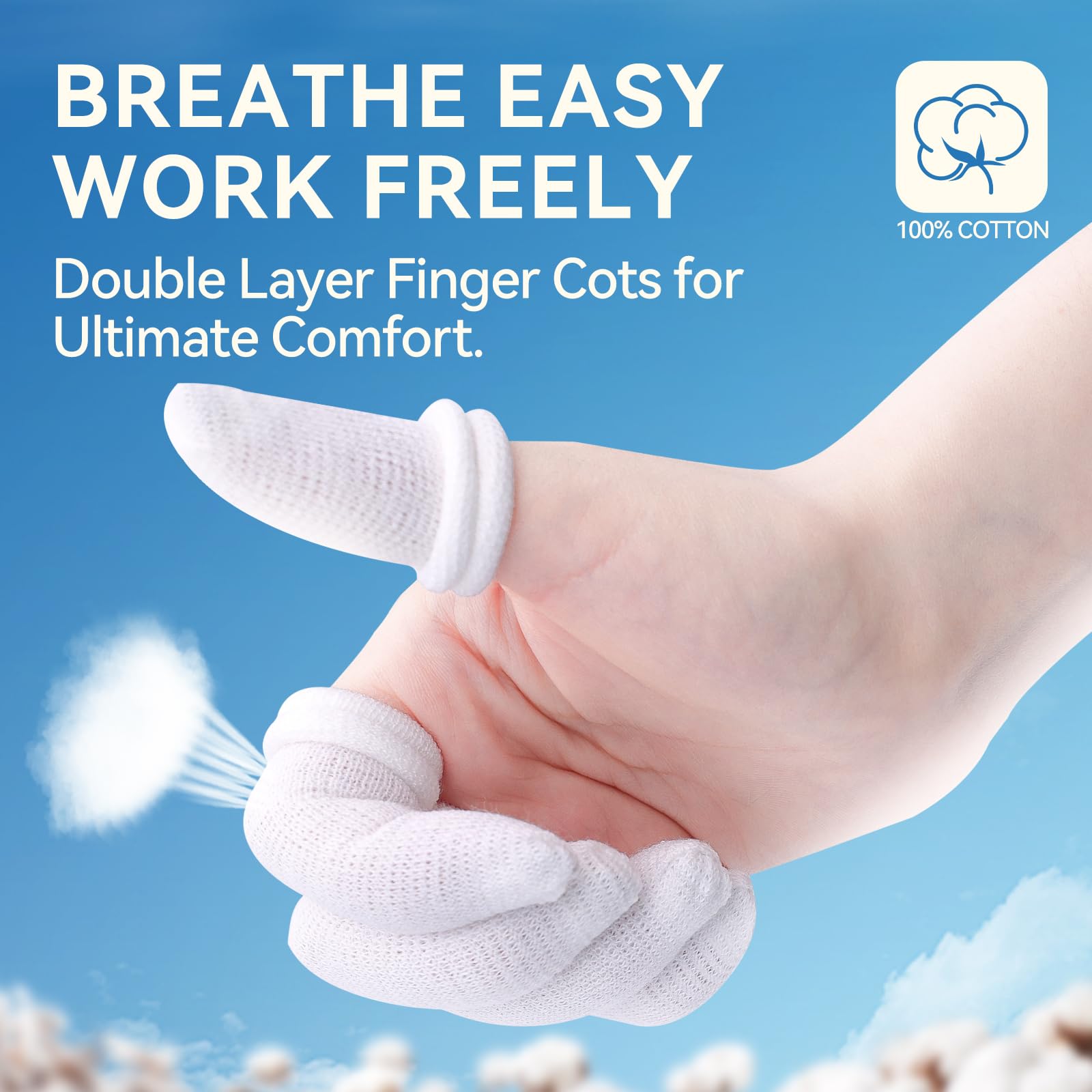 Dimora finger cots breathable cotton material provides comfortable all-day wear