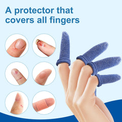 Dimora finger cots worn on finger blue for comfortable protection during daily tasks