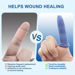 Dimora finger cots stretchy fabric blue demonstrates flexible fit for finger movements