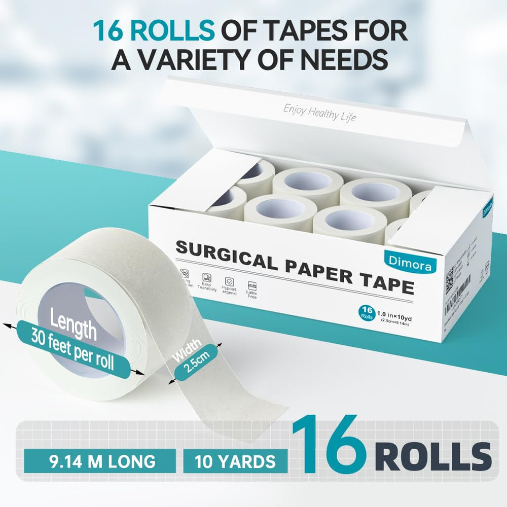 Dimora hypoallergenic tape with skin-friendly adhesion minimizes irritation during wound care.