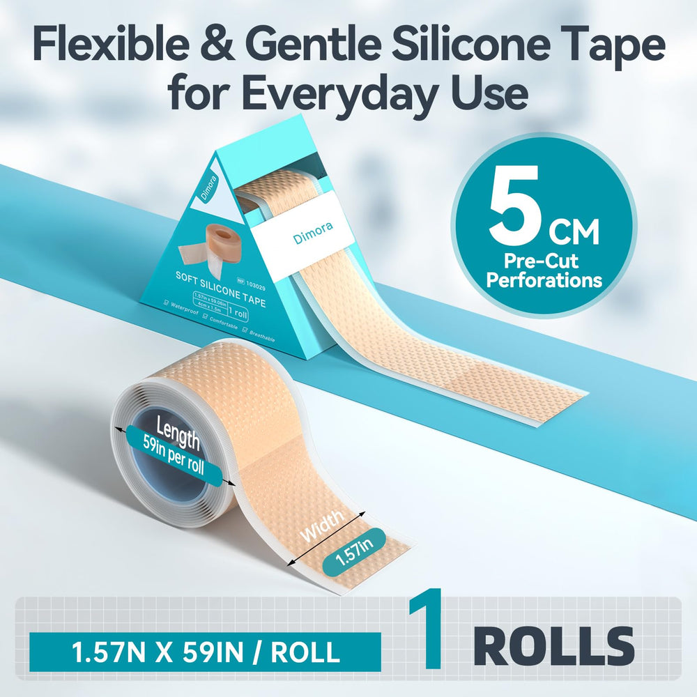 Dimora easy-tear perforation silicone tape designed for quick sizing.