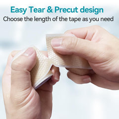 Dimora silicone tape hypoallergenic adhesive reduces irritation.