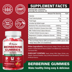 DIAOLAI Berberine Gummies Raspberry bottle shows convenient daily dosage in a tasty chew.