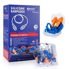 Dison 100Pairs silicone ear plugs, corded for quick access and protection.