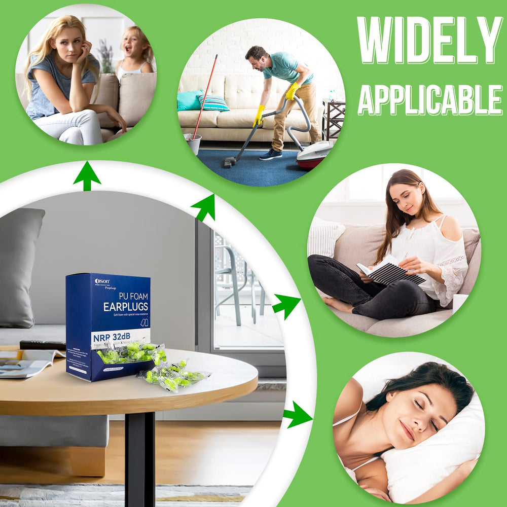 Dison bulk 200-pair green earplugs for concerts and daily wear.