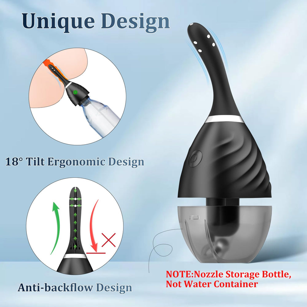 Disubar angled bendable nozzle fits comfortably for precise insertion