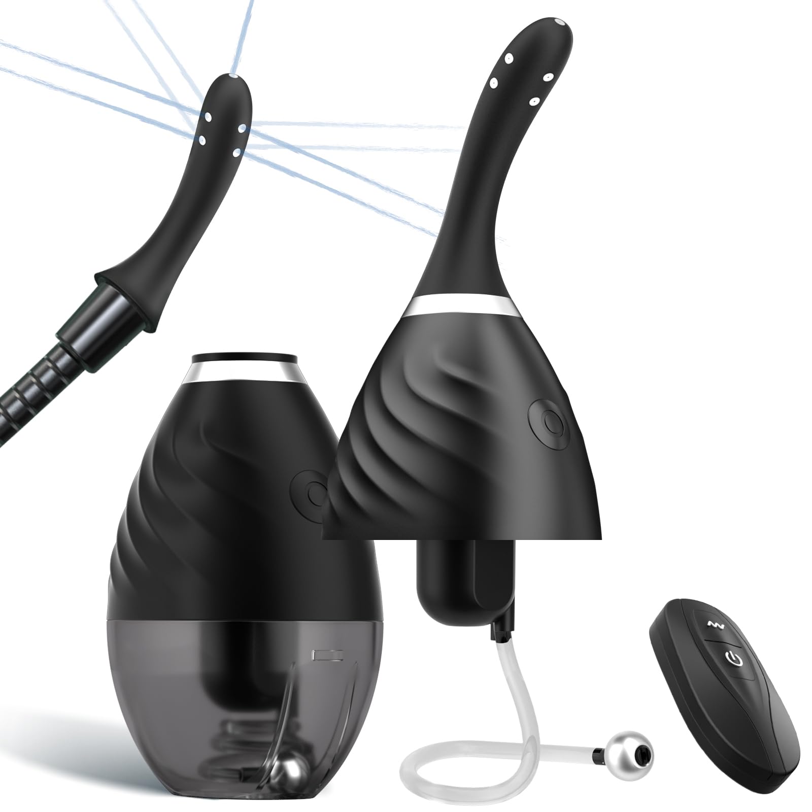 Disubar enema kit connection showing universal adapters for bottles and hoses