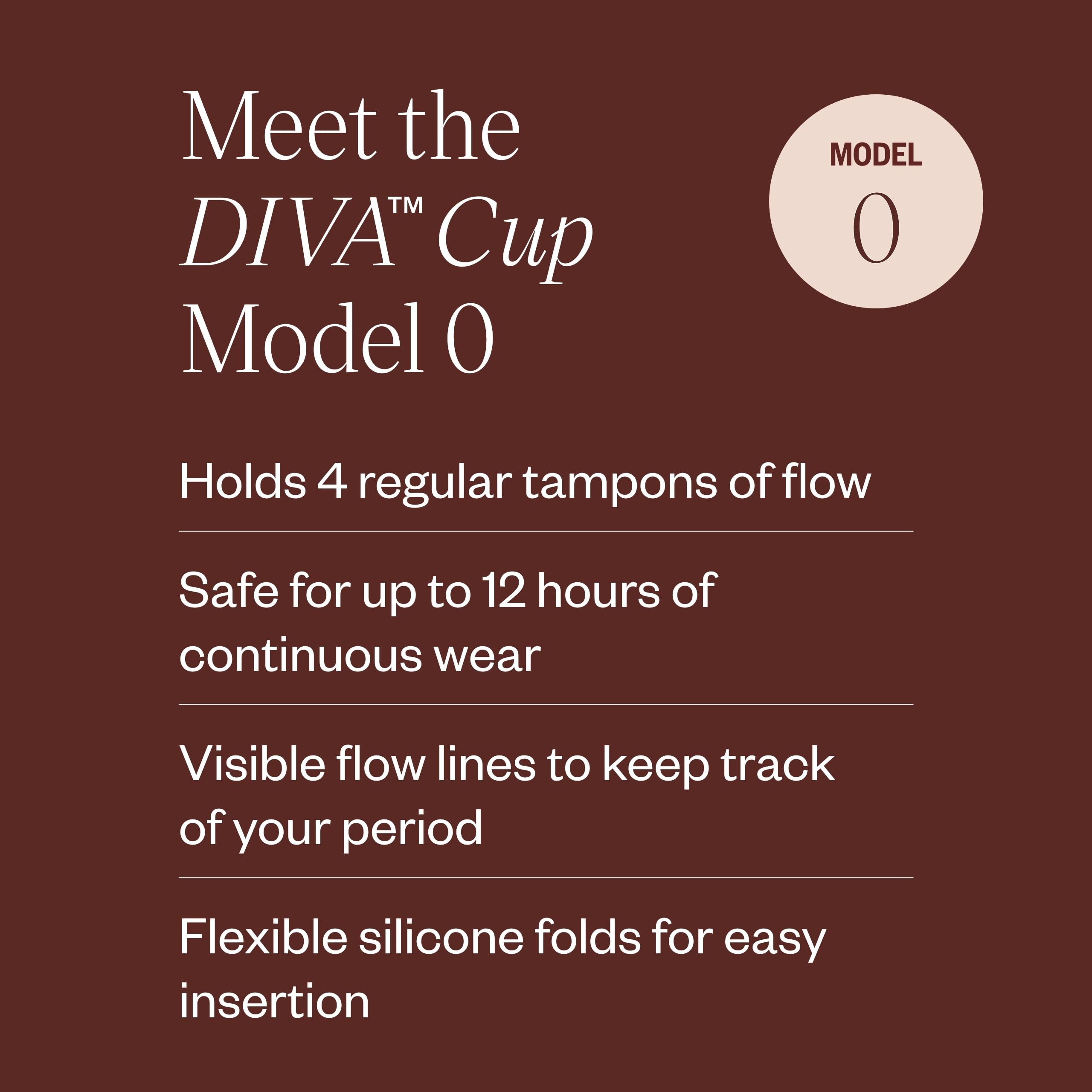 DIVA Cup Model 0 displays leak-resistance air holes for a secure seal