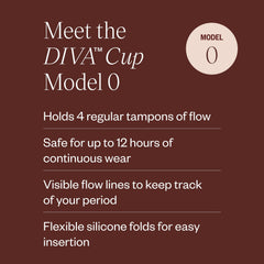 DIVA Cup Model 0 displays leak-resistance air holes for a secure seal