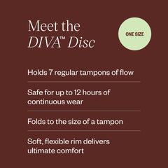 Diva Disc leakproof shield helps prevent leaks during daily activities