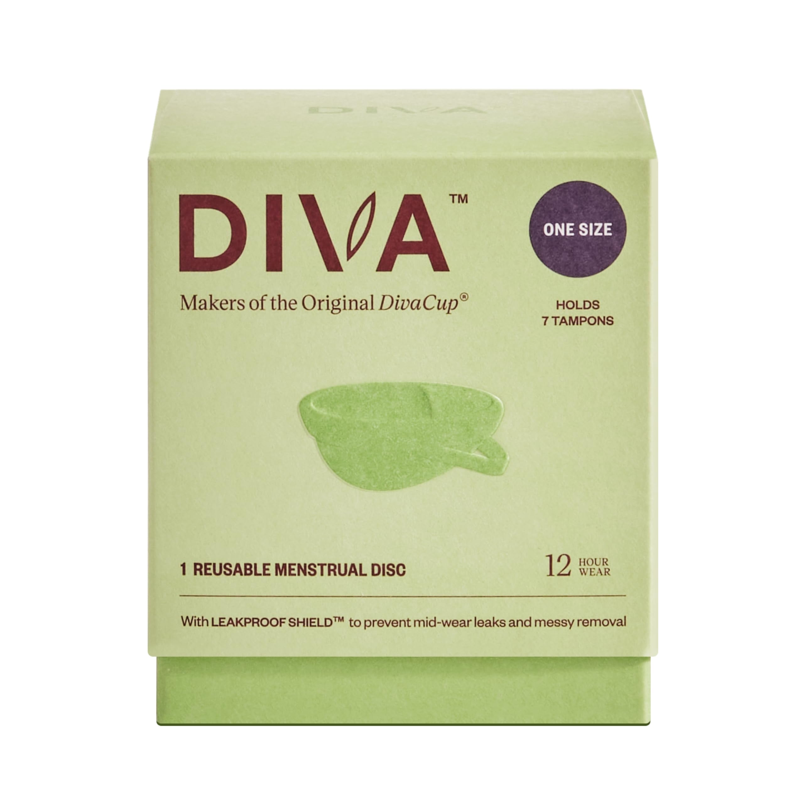 Diva Disc packaging highlights reusable silicone design for eco-friendly period care