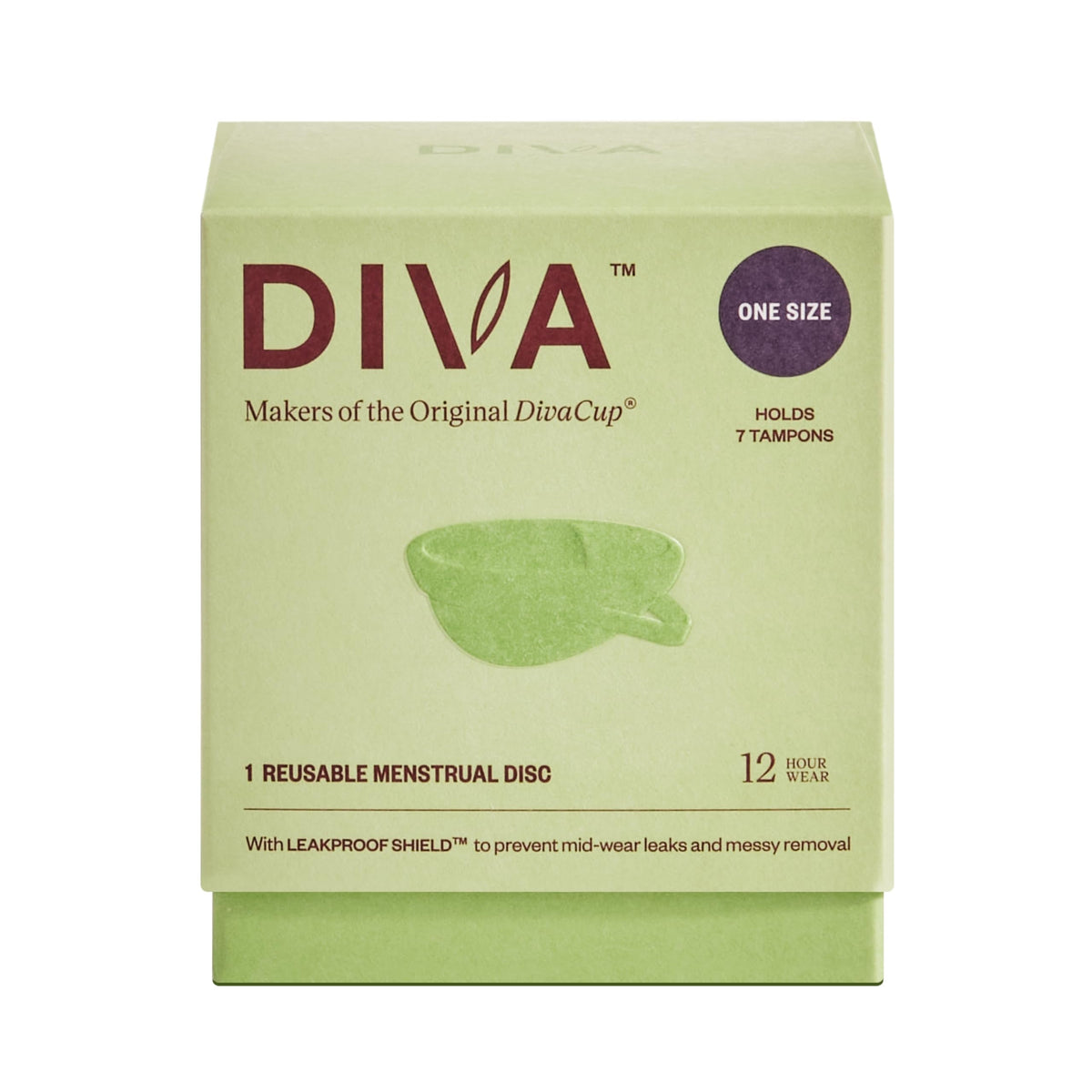 Diva Disc packaging highlights reusable silicone design for eco-friendly period care