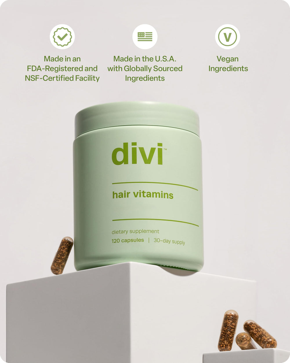 Divi Hair Vitamins allergen-friendly seal communicates suitability