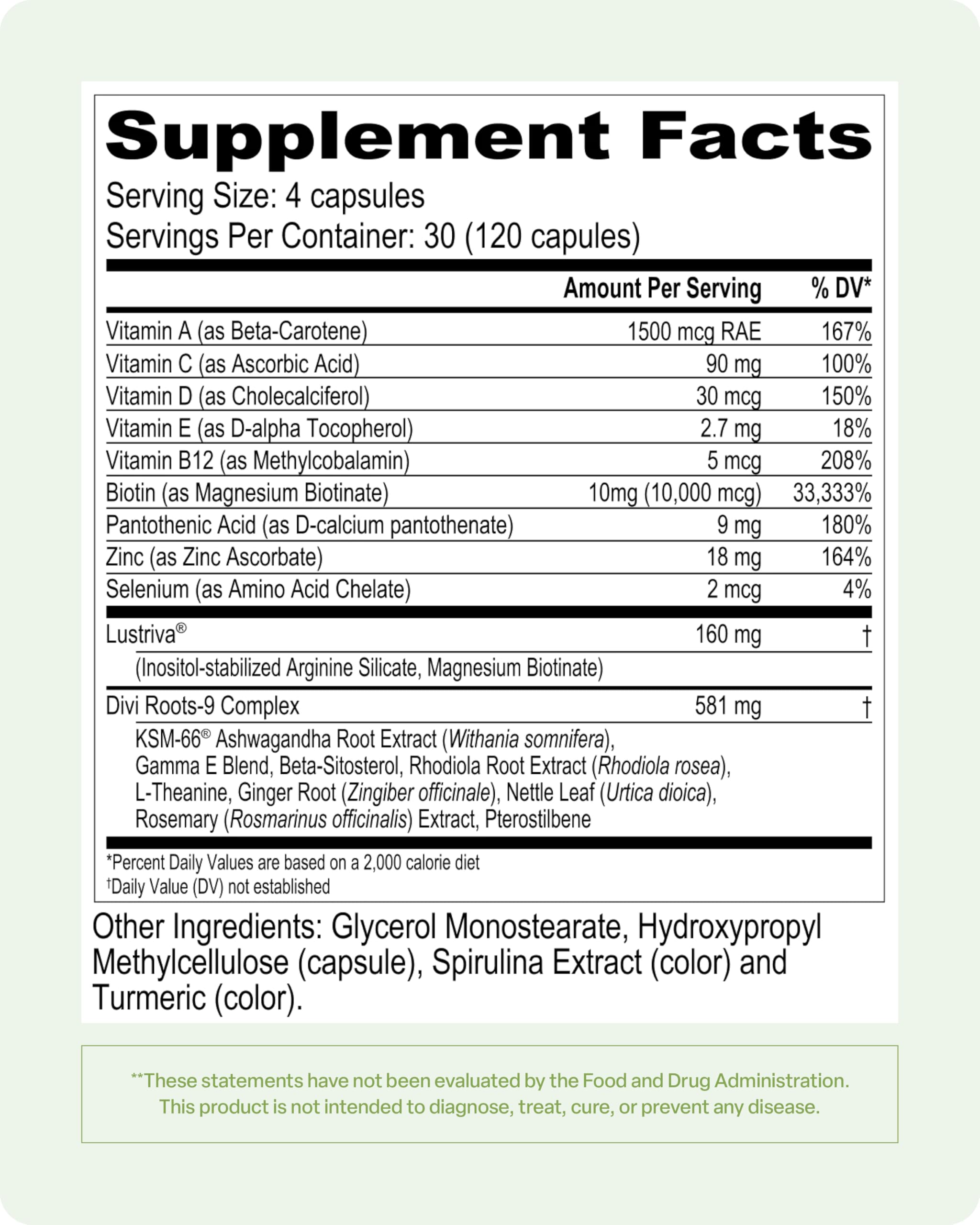 Divi Hair Vitamins ashwagandha and KSM-66 icon highlight