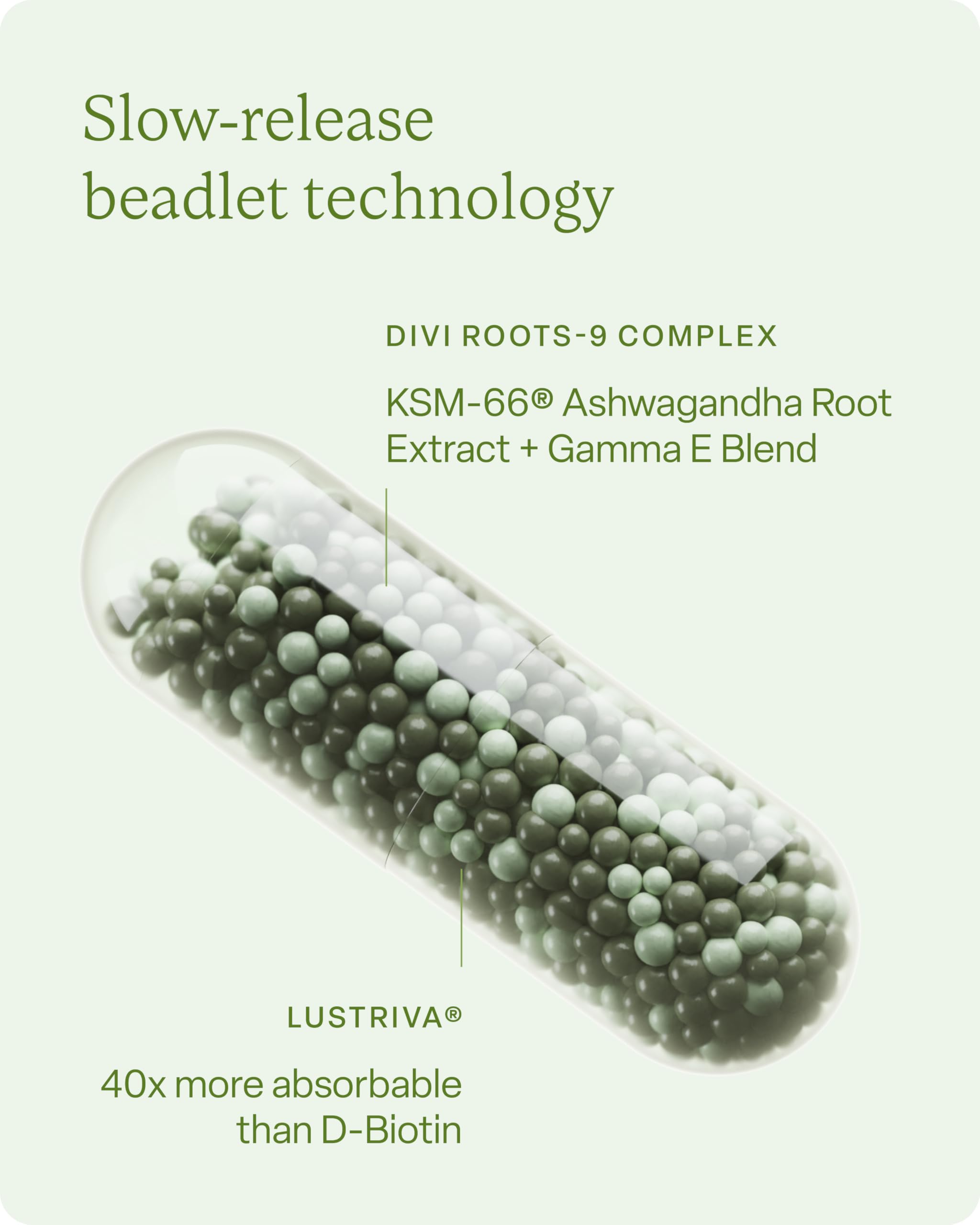 Divi Hair Vitamins label close-up showing ingredients and benefits