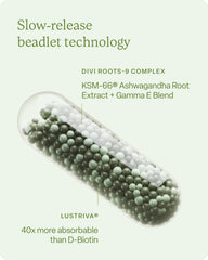 Divi Hair Vitamins label close-up showing ingredients and benefits