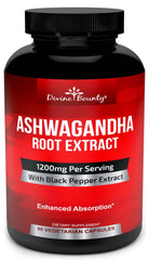 Divine Bounty Ashwagandha bottle front for daily calm.