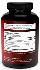 Divine Bounty Ashwagandha bottle label highlights organic ingredients.