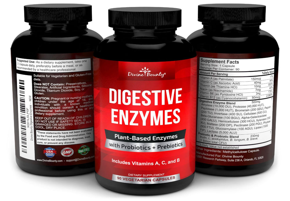 Divine Bounty label graphic with ingredients and vitamin fortified support.