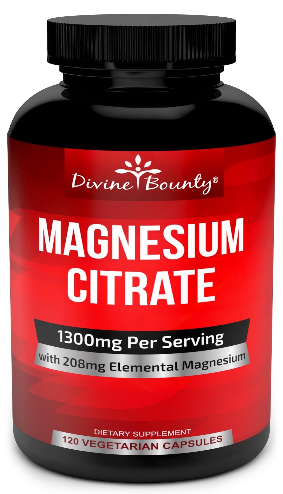 Divine Bounty Pure Magnesium Citrate Bottle showing high-potency capsule formula for daily use