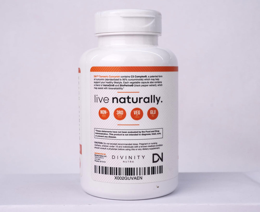 Divinity Nutra 95 percent curcuminoids label emphasis on potency