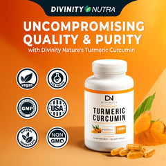Divinity Nutra Curcumin capsules ready for daily supplementation
