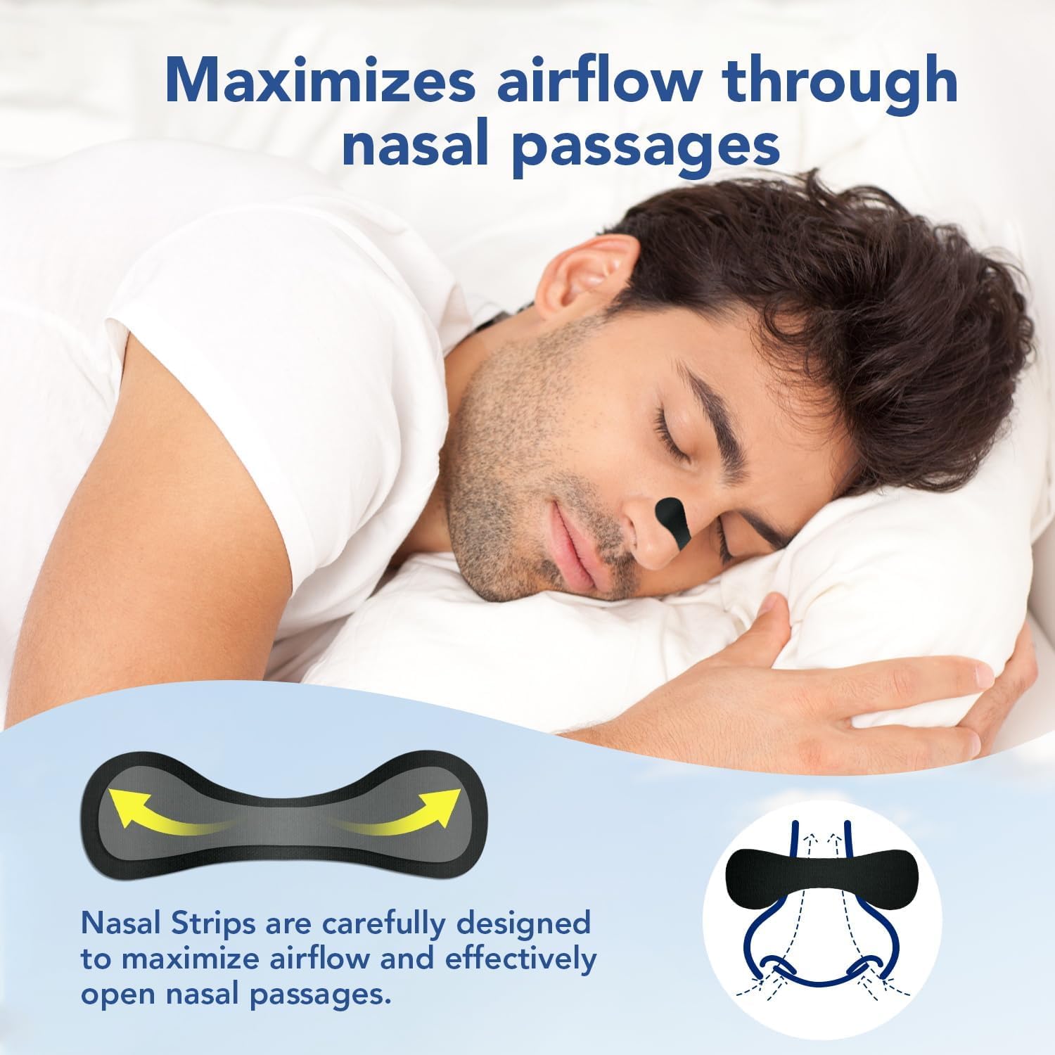DKEPA Nasal Strips wide-body design increases contact for all-night comfort