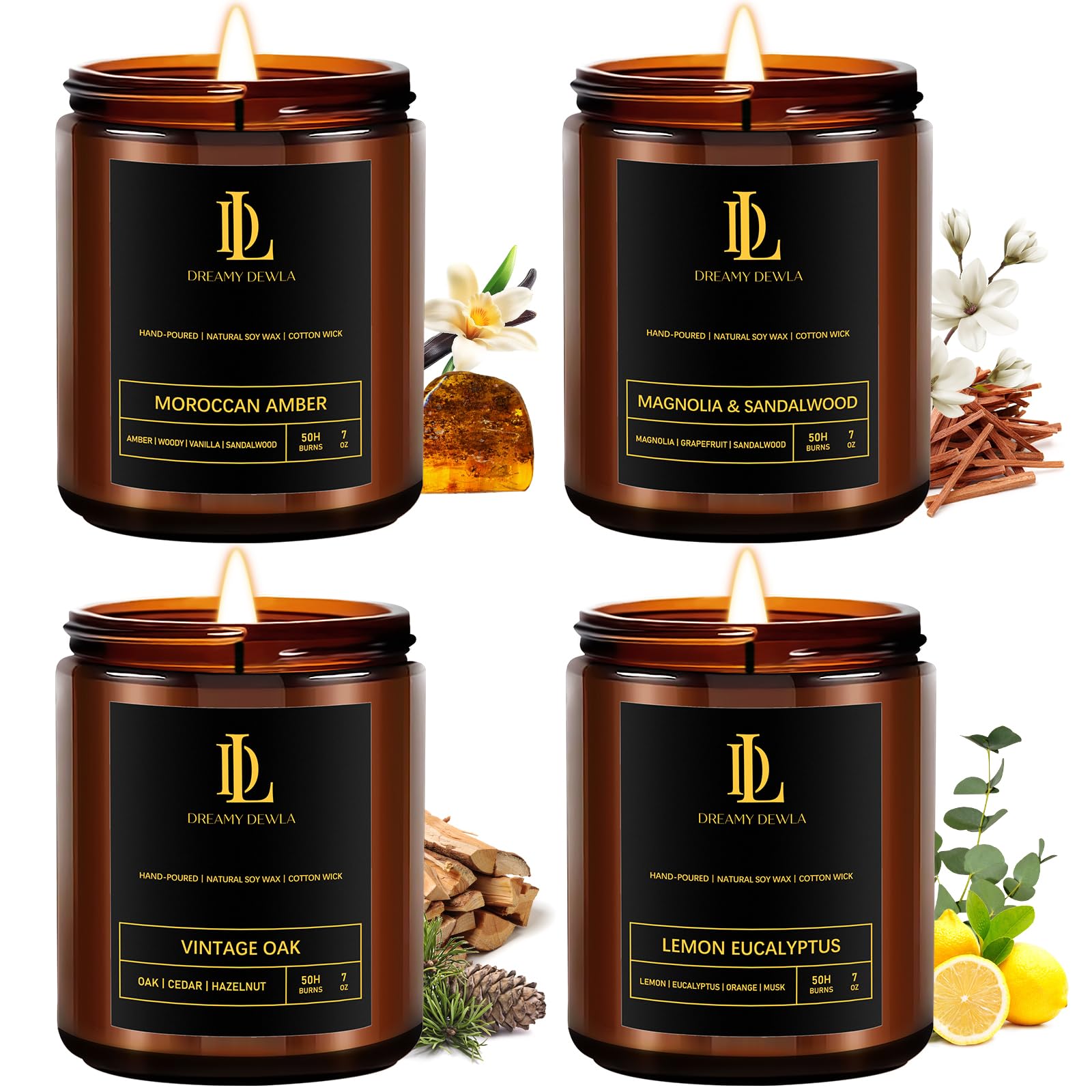 DL Dreamy Dewla Christmas Candles Set in gift box enhances holiday ambiance.
