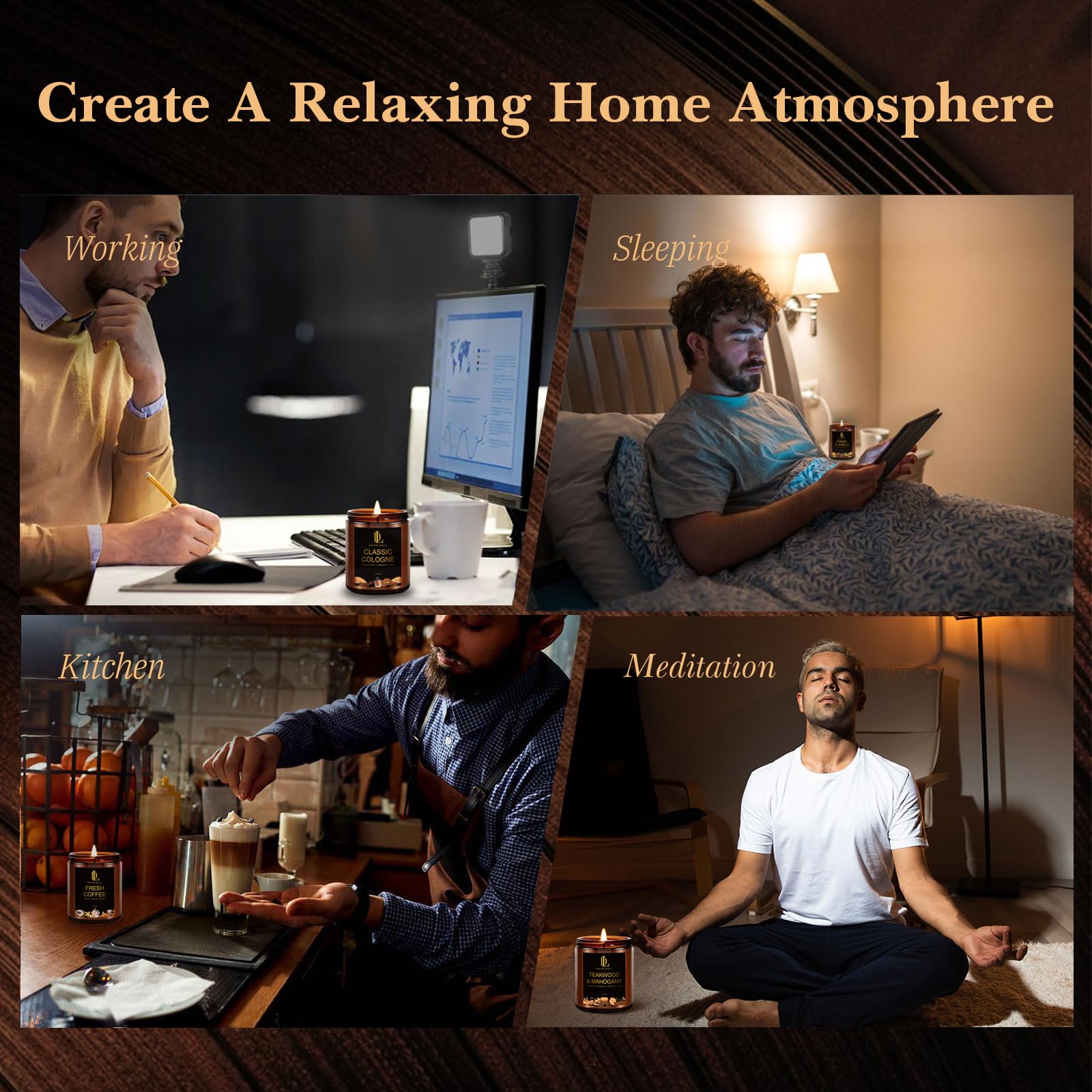 DL DREAMY DEWLA coffee candle for home office and relaxation.