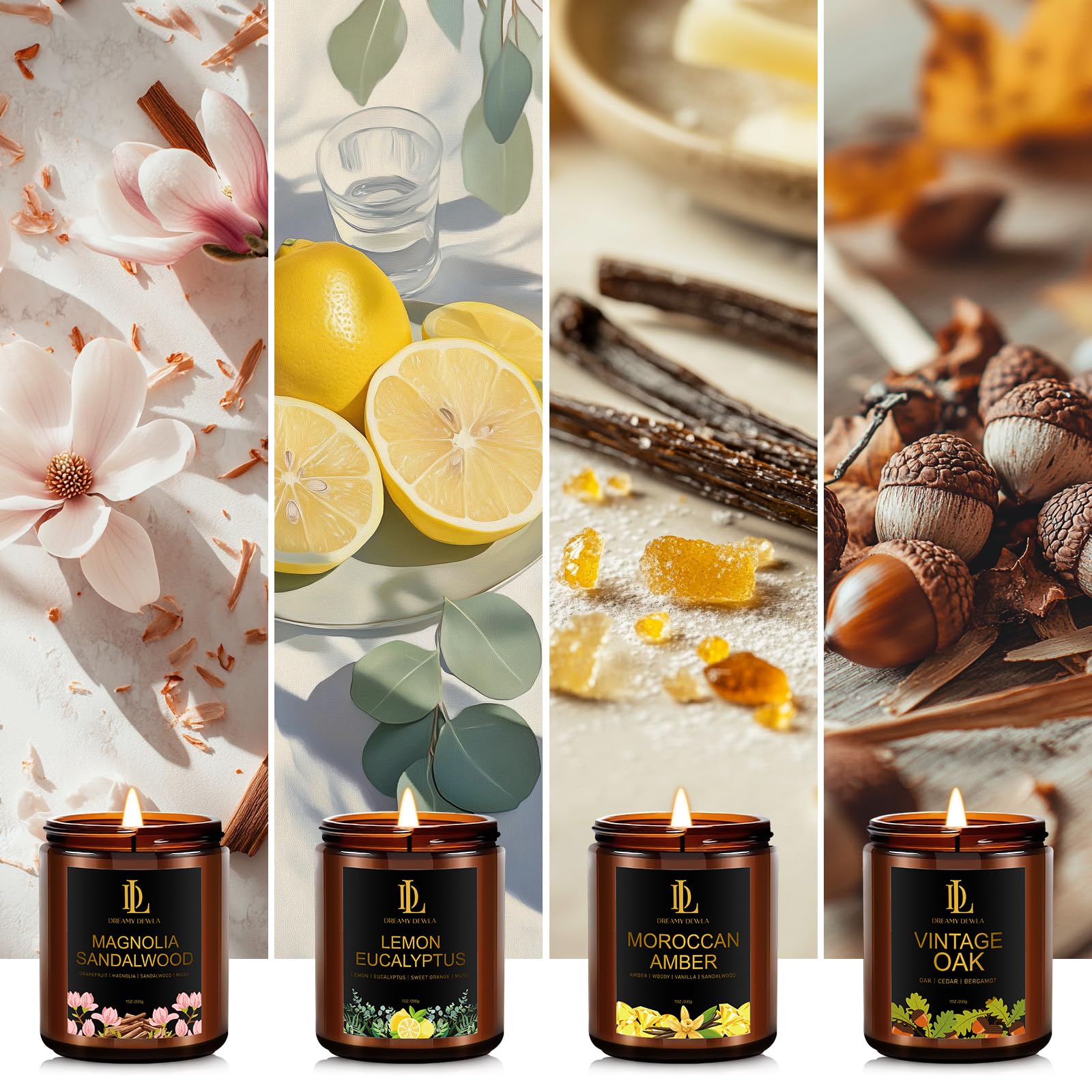 DL Dreamy Dewla lemon eucalyptus candle with bright, refreshing aroma.