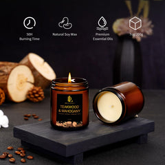 DL Dreamy Dewla Teakwood Mahogany candle lit for cozy evenings