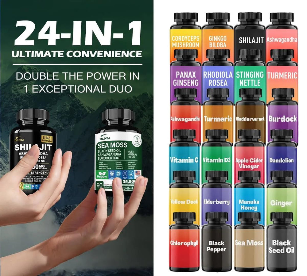 DLNIA Infinite Age formula bottle showing multi-benefit wellness