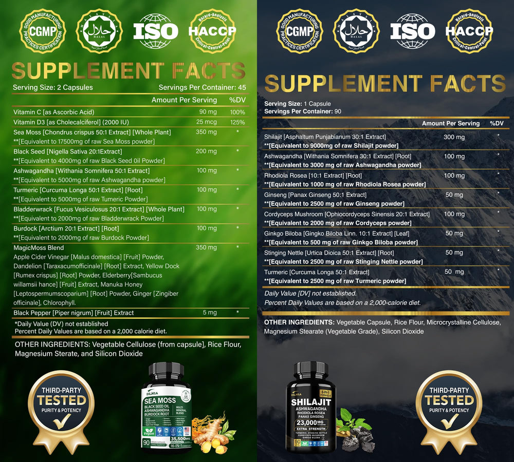 DLNIA Lab-tested quality seal on bottle