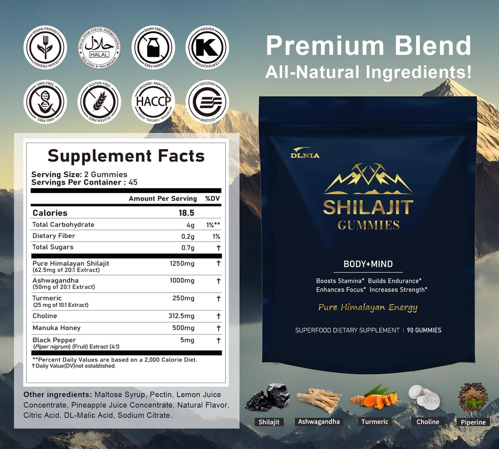DLNIA gummies next to pillow representing sleep-friendly wellness option.