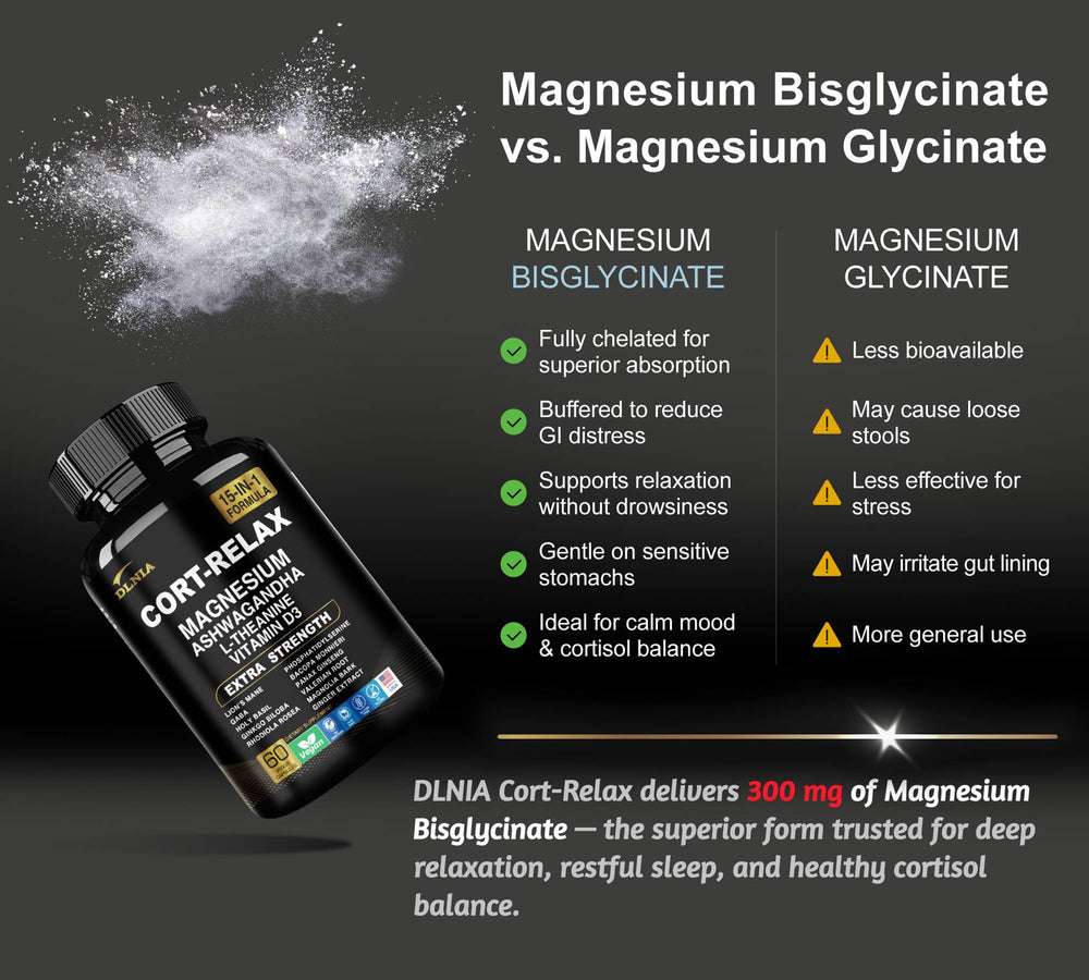 DLNIA Super Calm label detail highlights magnesium and adaptogens