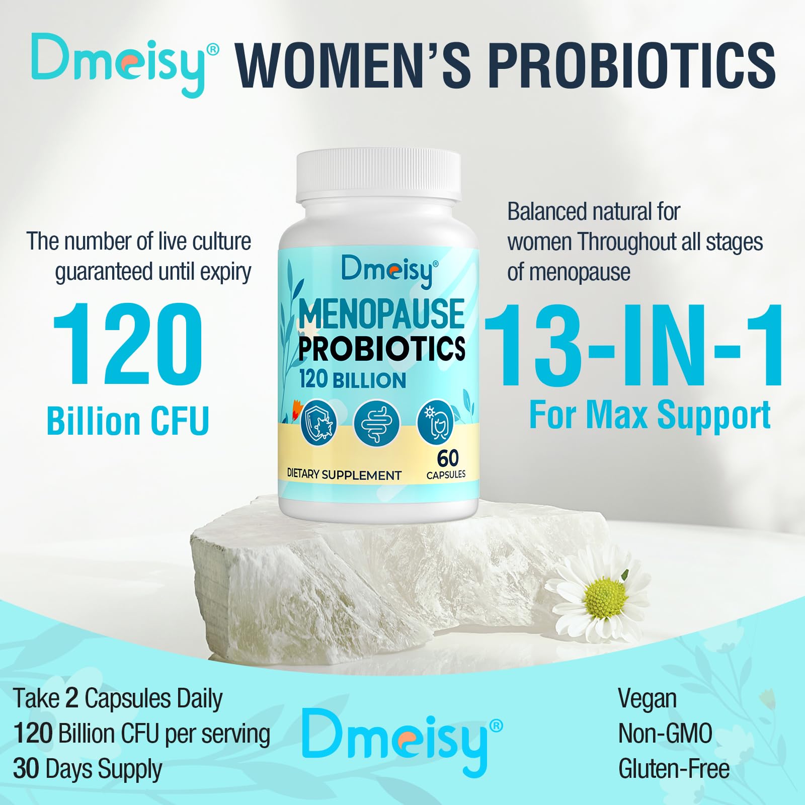 Dmeisy bottle on shelf in bright retail setting emphasizing premium quality.